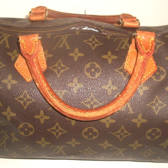 Vintage Very Worn Very Old Duffel in Style of Monogram Speedy NOT Louis Vuitton - Picture 2 of 13